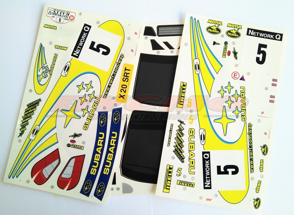 DECORACIÓN SUBARU WRC 2002 1/10 (1u. 3 HOJAS)