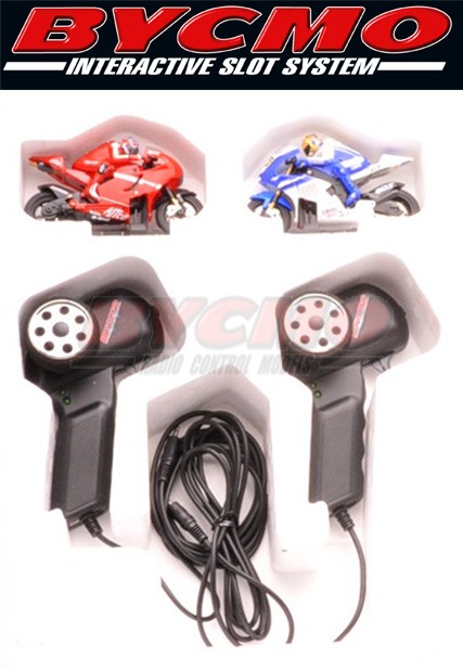 PACK MOTO BYCSlot DUCATI STONER + YAMAHA ROSSI + 2 MANDOS